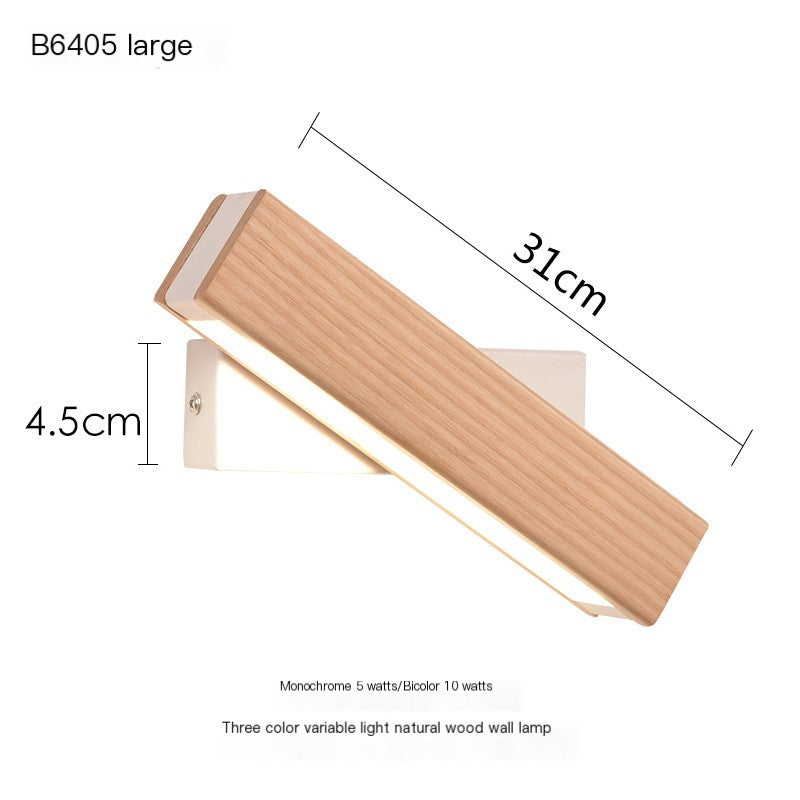 Rotatable Wooden LED Wall Light | Modern Minimalist Bedroom Lamp | Adjustable Wall Sconce