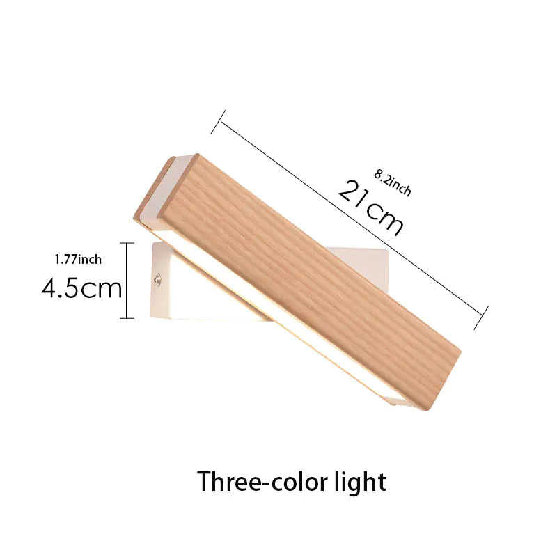 Rotatable Wooden LED Wall Light | Modern Minimalist Bedroom Lamp | Adjustable Wall Sconce