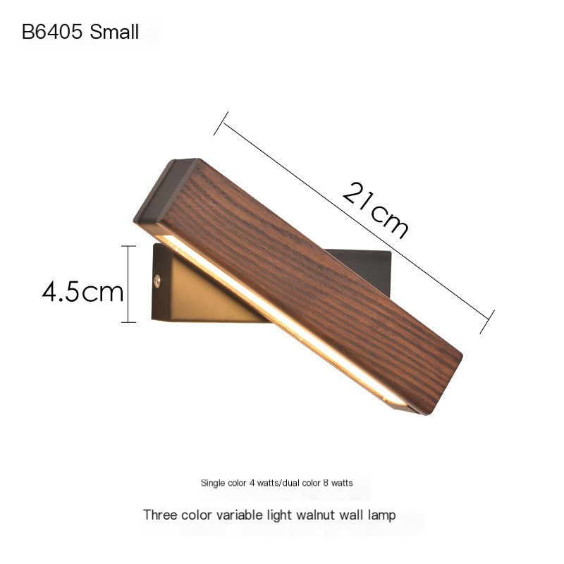 Rotatable Wooden LED Wall Light | Modern Minimalist Bedroom Lamp | Adjustable Wall Sconce