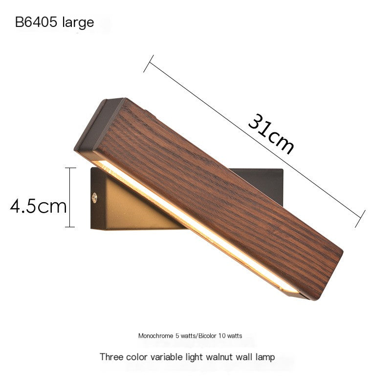 Rotatable Wooden LED Wall Light | Modern Minimalist Bedroom Lamp | Adjustable Wall Sconce