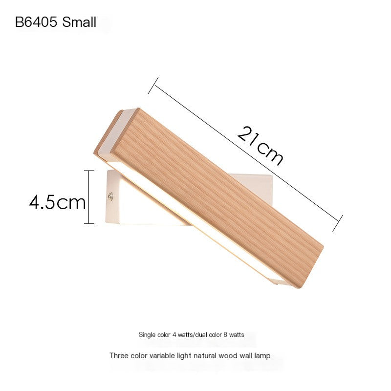 Rotatable Wooden LED Wall Light | Modern Minimalist Bedroom Lamp | Adjustable Wall Sconce