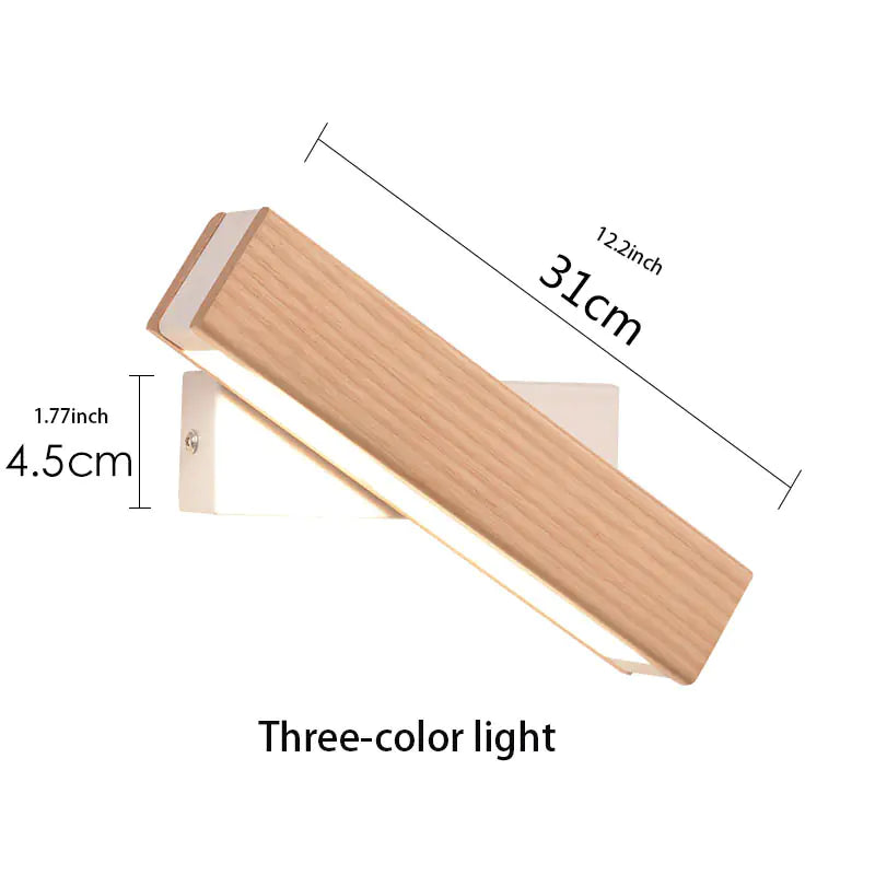 Rotatable Wooden LED Wall Light | Modern Minimalist Bedroom Lamp | Adjustable Wall Sconce