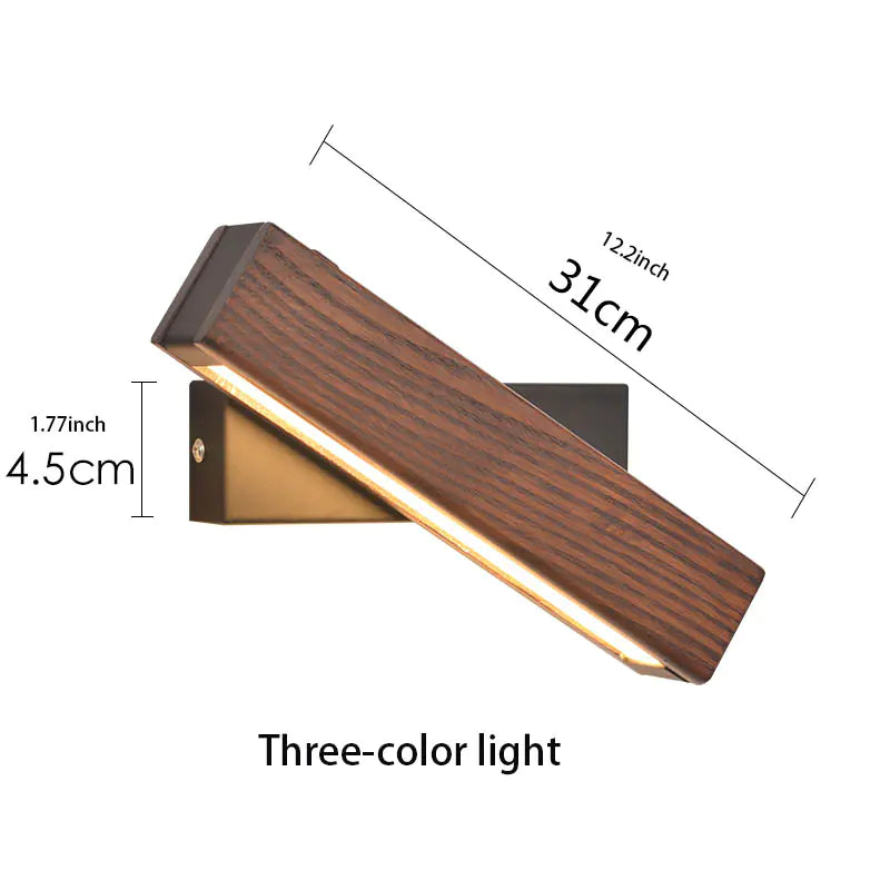 Rotatable Wooden LED Wall Light | Modern Minimalist Bedroom Lamp | Adjustable Wall Sconce