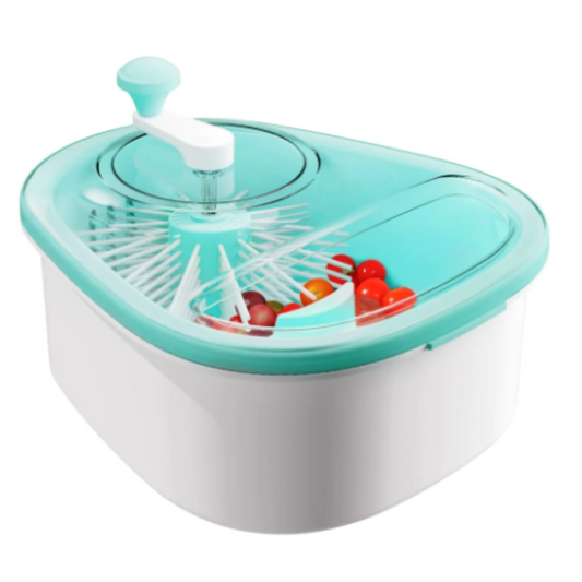 Pet water fountain with colorful balls on a white background