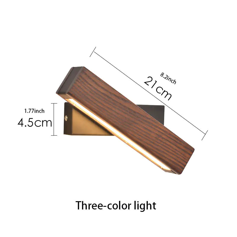 Rotatable Wooden LED Wall Light | Modern Minimalist Bedroom Lamp | Adjustable Wall Sconce