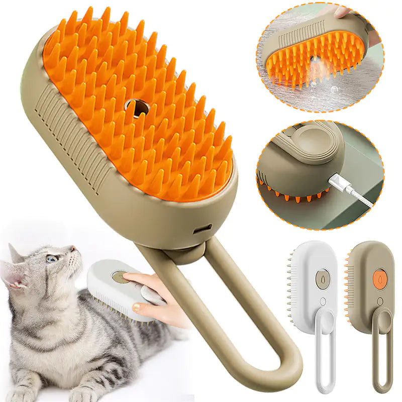 Electric Pet Brush 3-in-1 | Steam Grooming, Hair Removal & Massage for Cats & Dogs