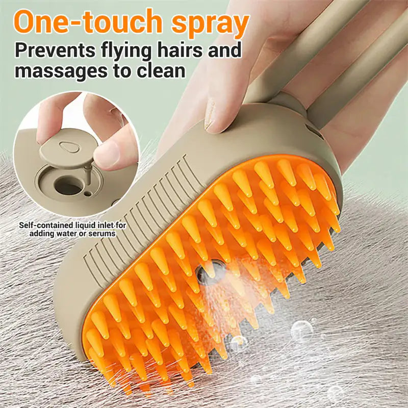Electric Pet Brush 3-in-1 | Steam Grooming, Hair Removal & Massage for Cats & Dogs